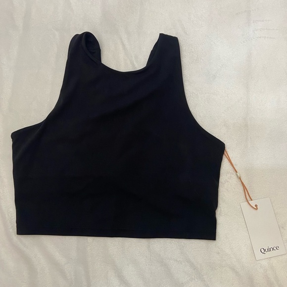 New! Quince Ultra-Form High-Neck Cropped Tank top black nwt 3575 - Picture 6 of 11